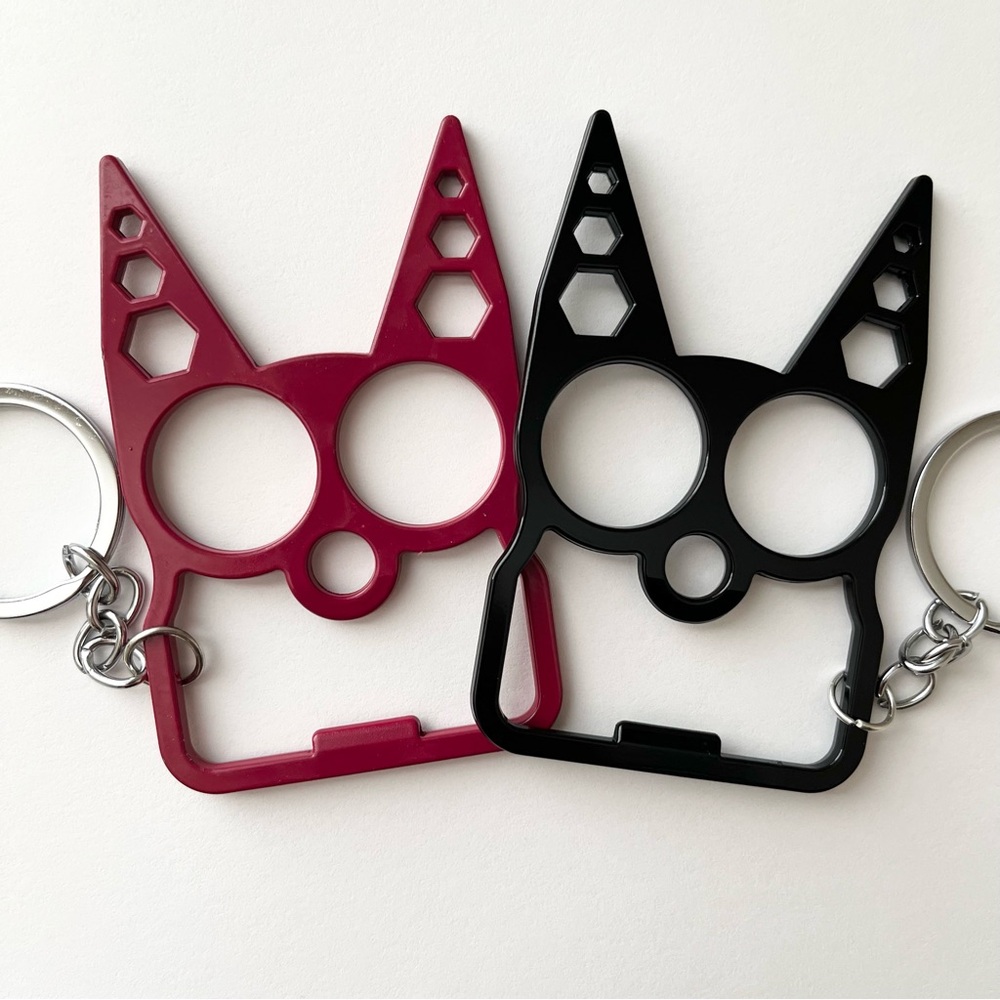 Red & Black Cat Self Defense Keychain 2 Piece Set